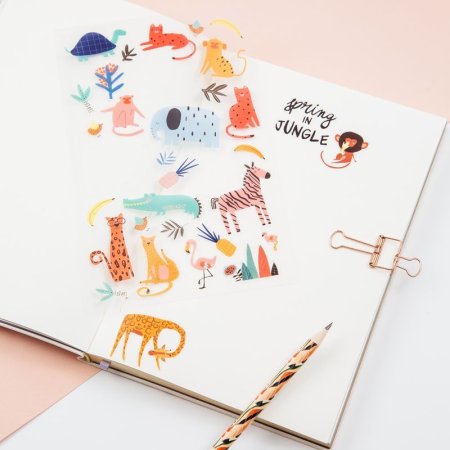 Наклейки ПВХ MESHU "Spring in jungle", 10*21см, 31 наклейка, инд. уп., европодвес RE-MS_42744