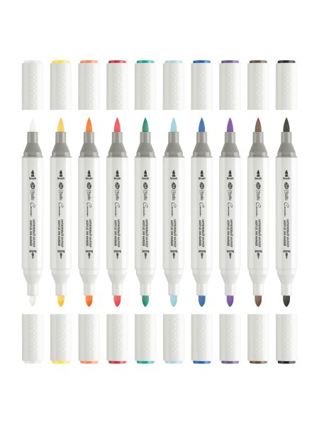 Набор акриловых маркеров СОНЕТ двусторонний, 10 цв основные цвета, перо кисть/пуля, блистер NP-2731032330