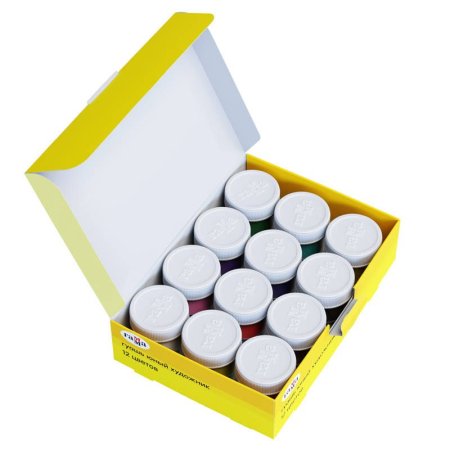 Гуашь ГАММА "Юный художник" 12 цв 175 мл картон. упаковка RE-221008