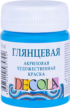 Краска акриловая DECOLA глянцевая, банка 50 мл, 512 Небесно-голубая NP-2928512