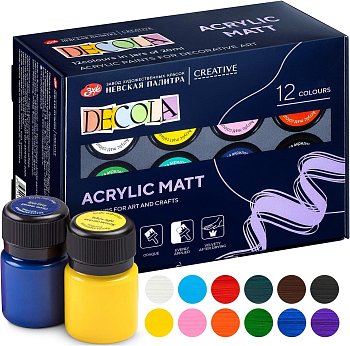 Набор акриловых красок DECOLA матовые 12 шт х 20 мл, картон NP-143411021