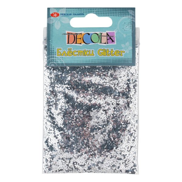 Блестки декоративные DECOLA размер 1 мм, 20 г, серебро NP-W041-202-1