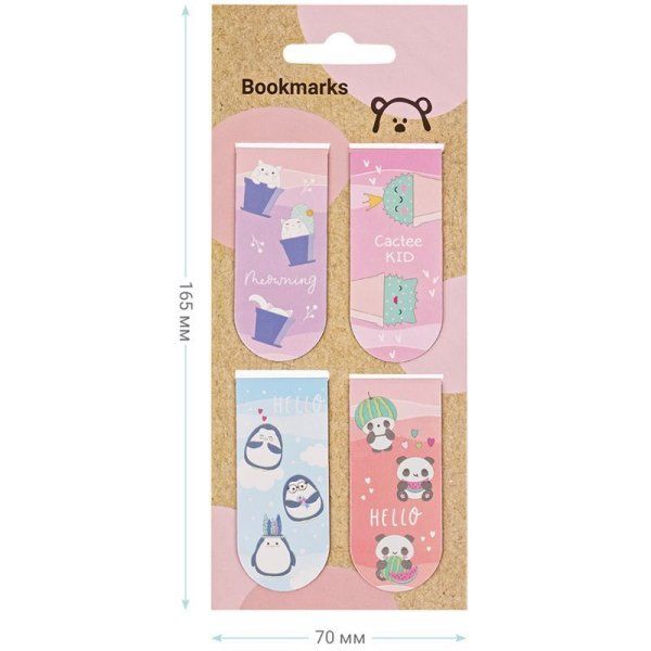 Закладки магнитные для книг 4 шт MESHU "Sweet mono" 70 x 165 мм RE-MS_39356