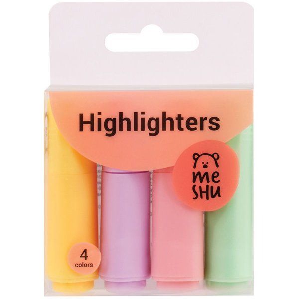 Набор текстовыделителей MESHU "Pomadka" мини, 4 цв 1-3 мм, скошенный, трехгранный RE-MS_4HL50585