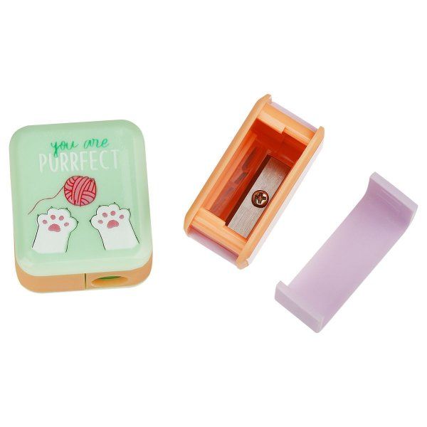 Точилка пластиковая MESHU "White kitty" 1 отверстие, ассорти RE-MS_52290