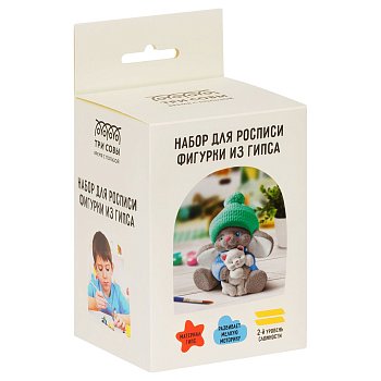 Набор для росписи из гипса ТРИ СОВЫ "Мышонок с котенком" краски, кисть RE-НР_52923