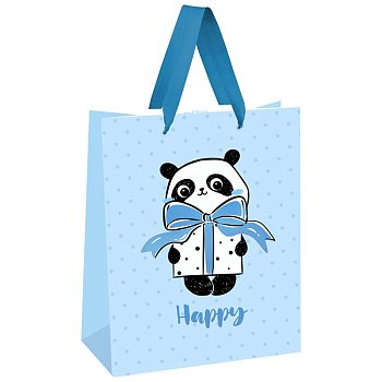 Пакет подарочный 18 x 23 x 10 см MESHU "PandaGift_Blue" отд. фольгой, матовая ламинация RE-MS_45764