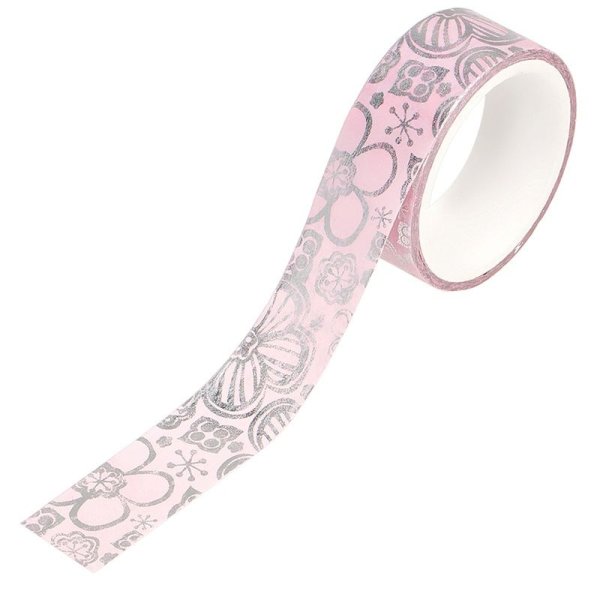 Клейкая лента декоративная MESHU "Pink elegance" 1.5 см x 3 м RE-MS_36869