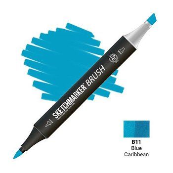 Маркер SKETCHMARKER Brush двухсторонний на спирт.основе B11 Карибский синий MPSMB-B11