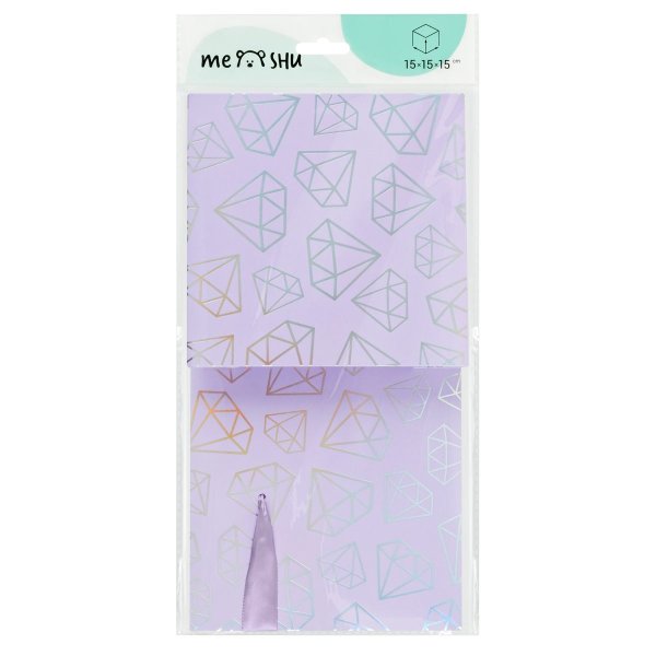 Коробка складная подарочная MESHU "Crystals", (15*15*15см), с лентой, отд.фольгой RE-MS_54182