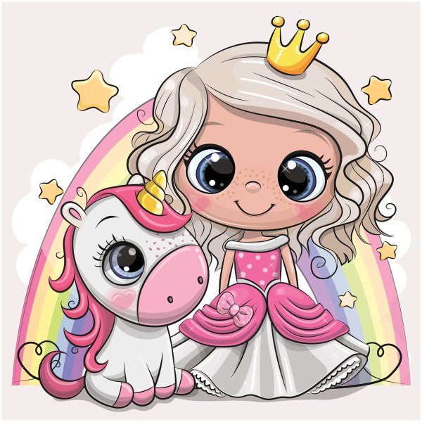 Пазл ТРИ СОВЫ 16 maxi "Принцесса и единорог" RE-ПК16М_54500