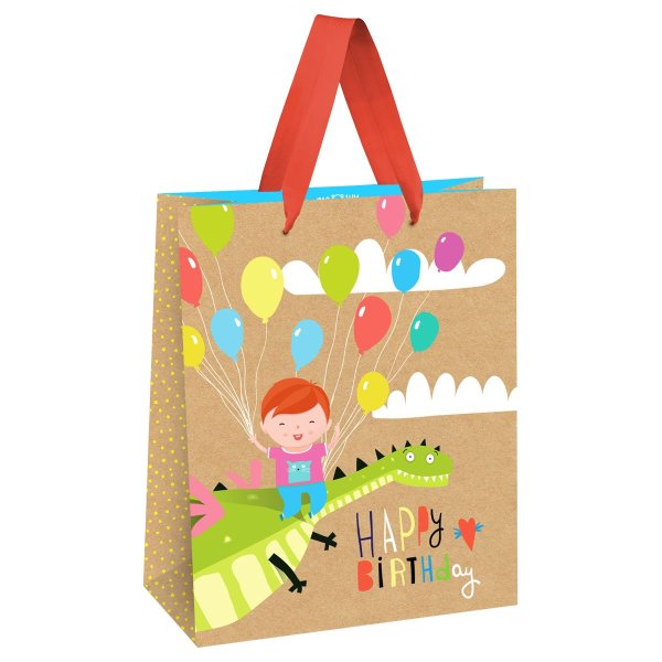 Пакет подарочный 26 x 32 x 12 см MESHU "Happy Birthday. Dragon" выборочный лак, крафт RE-MS_51795