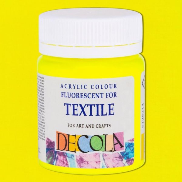 Краска акриловая по ткани DECOLA флуоресцентная (неоновая), банка 50 мл, 214 Лимонная NP-5128214