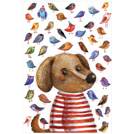 Пазл ТРИ СОВЫ 104 "Щенок и птицы" RE-ПК104_54559