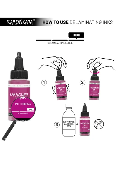 Чернила спиртовые (алкогольные) Kamenskaya Ink расслаивающиеся 40 мл P-111 Фуксия K-00-00000494