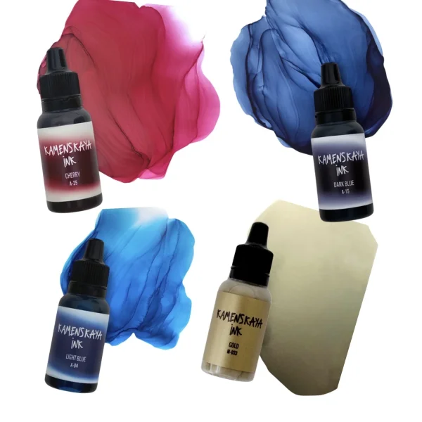 Сет спиртовых (алкогольных) чернил Kamenskaya Ink №2, 4 x 15 мл K-00-00000556