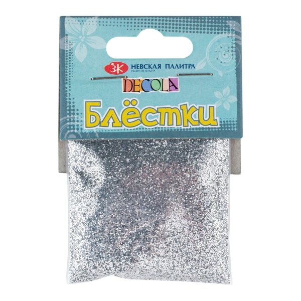 Блестки декоративные DECOLA размер 0.2 мм, 20 г, серебро NP-W041-202-0,2