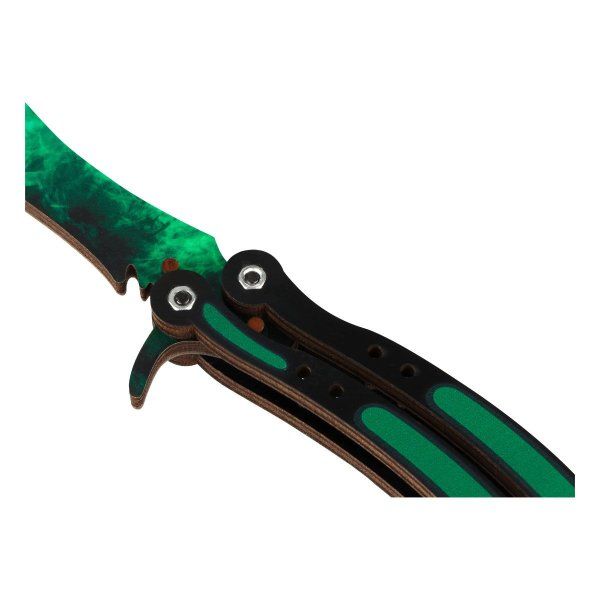 Нож деревянный ТРИ СОВЫ Бабочка "Волны Изумруд" пакет с европодвесом RE-НД2БК001