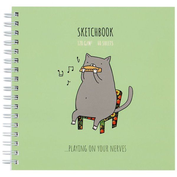 Скетчбук 60л. 150 x 150 мм MESHU "Harmonicat" 120 г/м2, на гребне, выб. лак, soft-touch RE-MS_44866