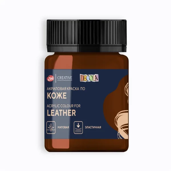 Краска акриловая по коже DECOLA банка 50 мл, 419 Коричневая NP-26128419
