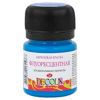Краска акриловая DECOLA флуоресцентный (неоновый), банка 20 мл, 513 Голубая NP-4326513