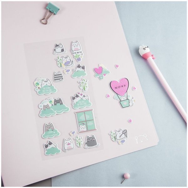 Наклейки объемные MESHU "Say Meow" 10 x 24 см, 24 накл, инд. уп., европодвес RE-MS_36949