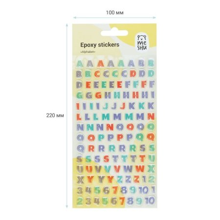 Наклейки гелевые MESHU "Alphabet" 10 x 22 см, 122 наклейки RE-MS_43581