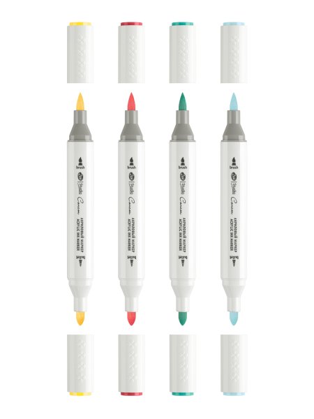 Набор акриловых маркеров СОНЕТ двусторонний, 4 цв яркие цвета, перо кисть/пуля, блистер NP-2731032329