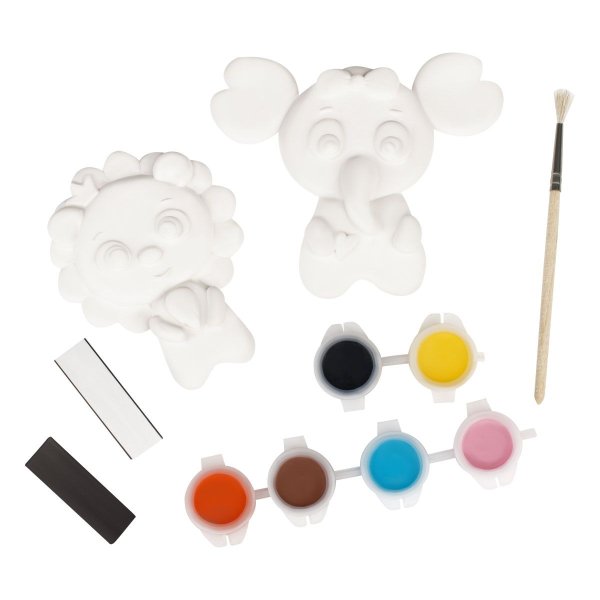 Набор для росписи из гипса ТРИ СОВЫ "Лев и Слоненок" магниты, 2 фигурки, краски, кисть RE-НР_79424