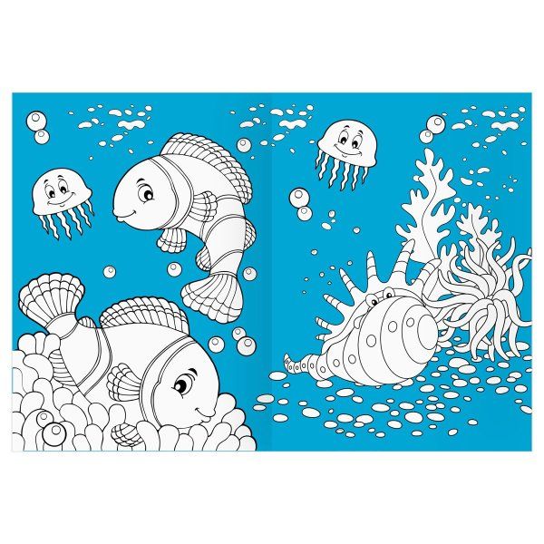 Раскраска с цв. фоном А4 ТРИ СОВЫ "Морские животные" 16 стр. RE-PцА4_57752