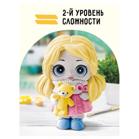 Набор для росписи из гипса ТРИ СОВЫ "Кукла Оля" высота фигурки 8.5 см, краски, кисть RE-НР_47803