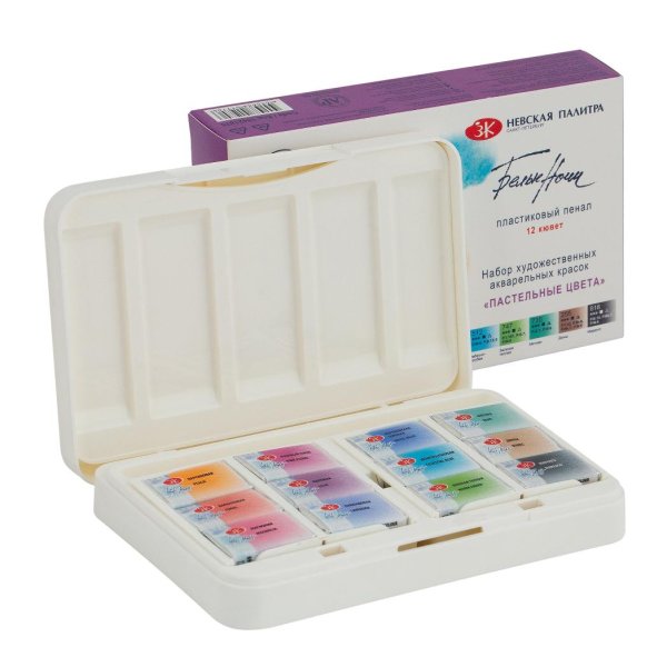 Набор акварели БЕЛЫЕ НОЧИ Пастельные цвета 12 шт x 2.5 мл, пластик NP-19421875