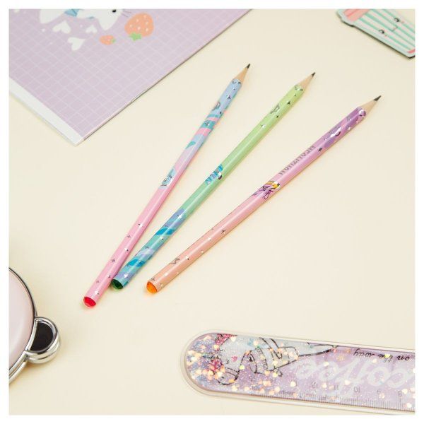 Карандаш ч/г MESHU "Meowspace" HB заточенные, c фольгированием, стразы на топе, без ластика, ассорти RE-MS_47379