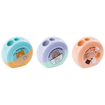 Точилка пластиковая MESHU "Beary beary" 2 отверстия, ассорти RE-MS_41917