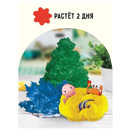 Набор для выращивания кристаллов 3в1 ТРИ СОВЫ "Лучистый. Коралл. Дерево" синий, желтый, зеленый RE-ВКн_48903