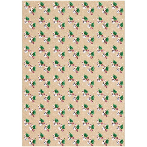 Упаковочная бумага крафт MESHU "Снеговик" 1л. 70 x 100 см 70 г/м2 RE-MS_53453