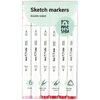 Набор маркеров для скетчинга MESHU 06 цв розовые цвета RE-MS_38252