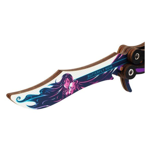Нож деревянный ТРИ СОВЫ Бабочка "Нео Нуар" пакет с европодвесом RE-НД2БК002