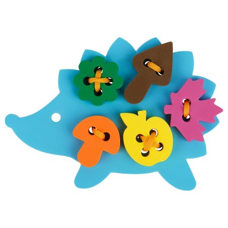 Развивающая игрушка ТРИ СОВЫ Шнуровка "Ежик" EVA, 6 элементов, шнурок RE-ШН002