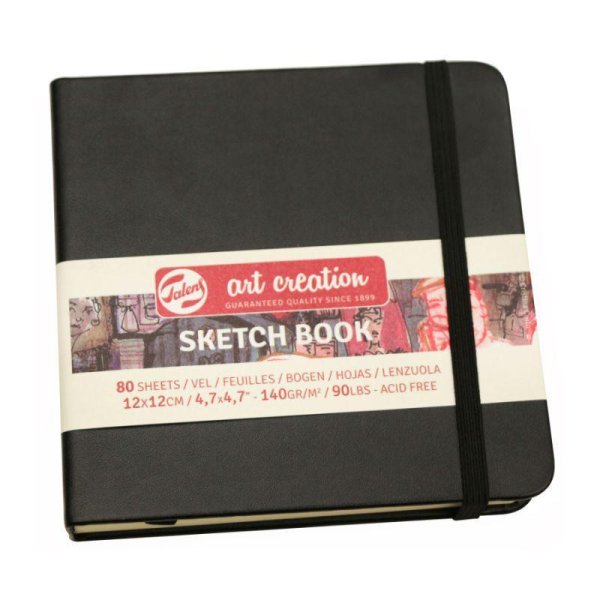 Блокнот для зарисовок ART CREATION 140 г/м2 12 x 12 см 80 л, твердая обложка, черный MP9314004M