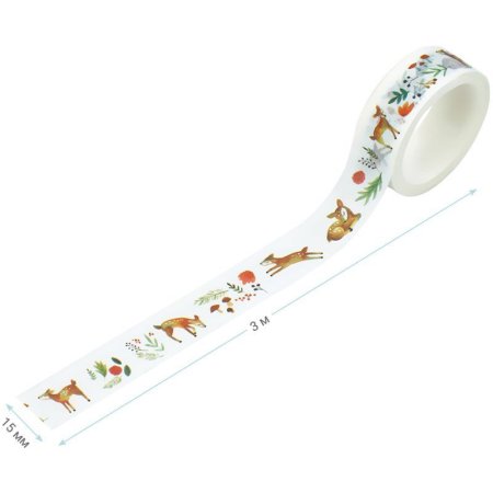 Клейкая лента декоративная MESHU "Cute deer" 1.5 см x 3 м RE-MS_36875