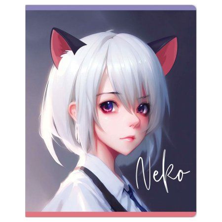 Тетрадь 48л. A5 клетка MESHU "Neko" софт-тач ламинация, тиснение фольгой RE-MS_49784