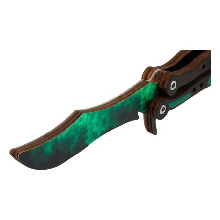 Нож деревянный ТРИ СОВЫ Бабочка "Волны Изумруд" пакет с европодвесом RE-НД2БК001