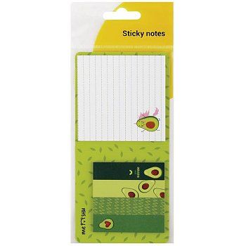 Флажки-закладки и самоклеящиеся блоки в наборе MESHU "Avocado" 74 x 74 мм 60 x 15 мм 25 л европодвес RE-MS_87859