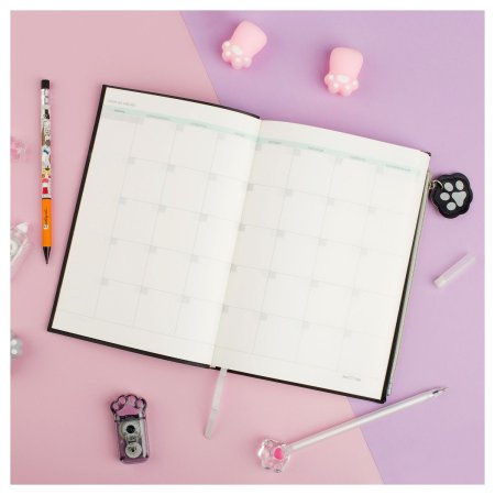 Ежедневник недатированный А5 136л. MESHU "Сat melody" кожзам, карман с брелком, закладка RE-MS_53626