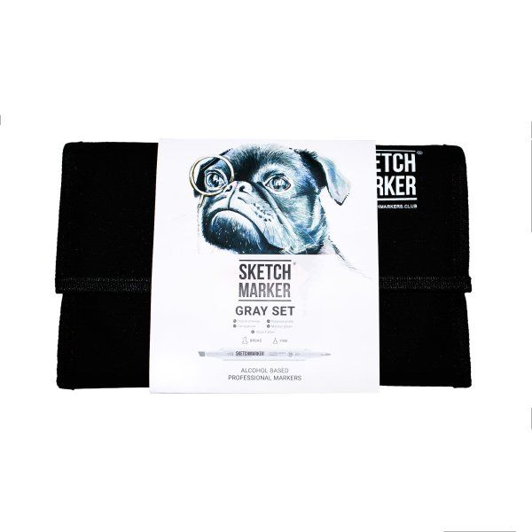 Набор маркеров SKETCHMARKER Gray set 24 шт серые отенки + сумка органайзер MP24gray