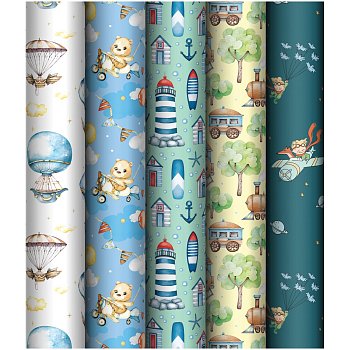 Упаковочная бумага глянцевая MESHU "Мир техники" 1л. 70 x 100 см 80 г/м2, ассорти RE-MS_53488