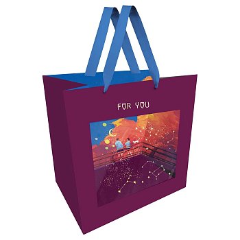 Пакет подарочный 23 x 18 x 10 см MESHU "Love story" отд. фольгой, с окошком RE-MS_51929