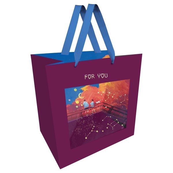 Пакет подарочный 23 x 18 x 10 см MESHU "Love story" отд. фольгой, с окошком RE-MS_51929