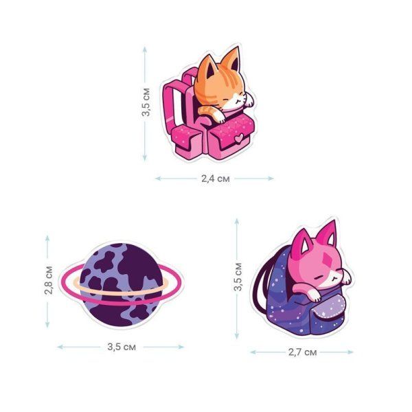 Набор акриловых значков MESHU "Catbox" 3 шт прямая УФ-печать RE-MS_47450